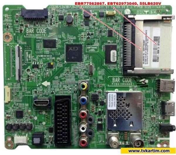 EBR77562867, EBT62973040, 55LB620V MAIN BOARD, EAX65388005